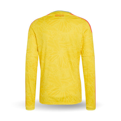 Camiseta de fútbol Colombia manga larga amarilla con detalles de mariposa, Reino del Futbol