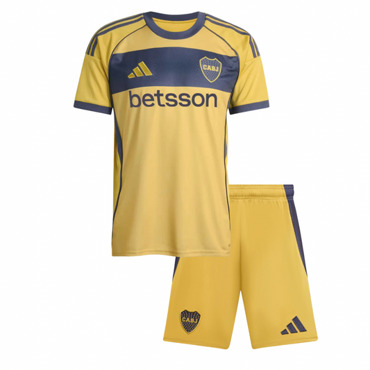 CAMISETA Y PANTALÓN CORTO NIÑO BOCA JUNIORS AWAY 25/26