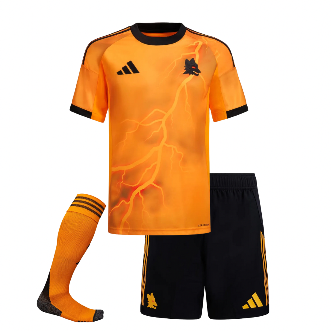 CAMISA Y PANTALONES CORTOS PARA NIÑOS ROMA THIRD 25/26 - CON MEDIAS