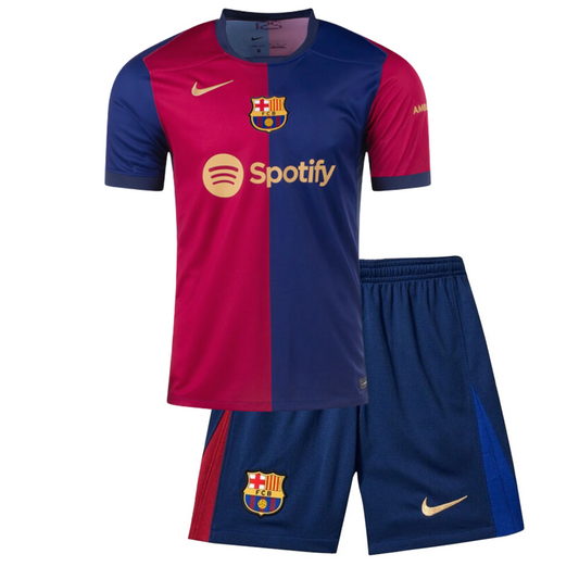 CAMISA E PANTALONES CORTOS PARA NIÑO FC BARCELONA HOME 24/25