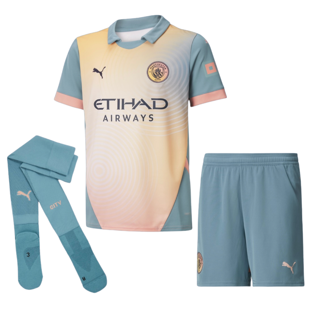CAMISA E PANTALONES CORTOS PARA NIÑOS MANCHESTER CITY HOME 24/25 - CON MEDIAS