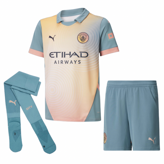 CAMISA E PANTALONES CORTOS PARA NIÑOS MANCHESTER CITY HOME 24/25 - CON MEDIAS