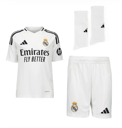 CAMISETA Y PANTALONES CORTOS NIÑOS REAL MADRID HOME 24/25 - CON MEDIAS