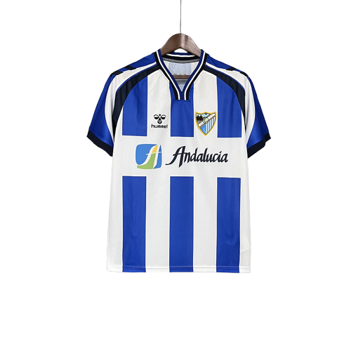 Camiseta de fútbol Málaga CF blanca y azul, edición especial, en venta en Reino del Futbol.