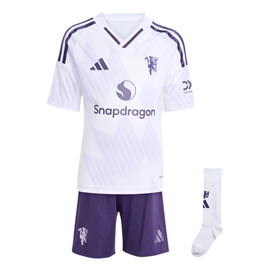 CAMISETA Y PANTALONES CORTOS PARA NIÑO MANCHESTER UNITED AWAY 25/26 - CON MEDIAS
