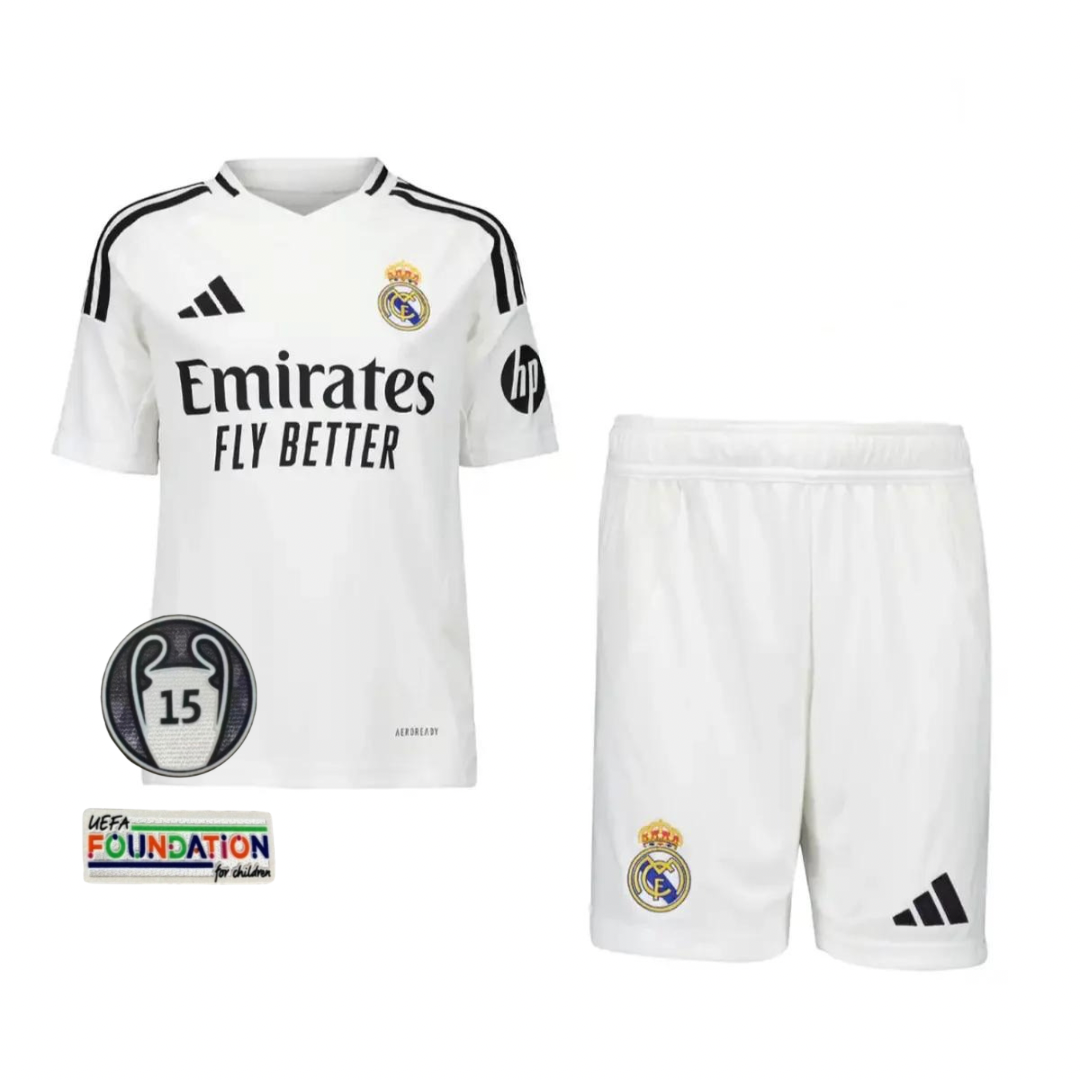 CAMISETA Y PANTALONES CORTOS NIÑOS REAL MADRID AWAY 24/25 - CON PATCH