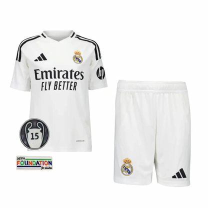 CAMISETA Y PANTALONES CORTOS NIÑOS REAL MADRID AWAY 24/25 - CON PATCH
