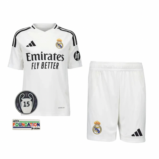 CAMISETA Y PANTALONES CORTOS NIÑOS REAL MADRID AWAY 24/25 - CON PATCH