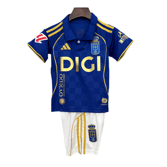 CAMISETAS Y PANTALONES CORTOS NIÑOS REAL OVIEDO HOME 25/26