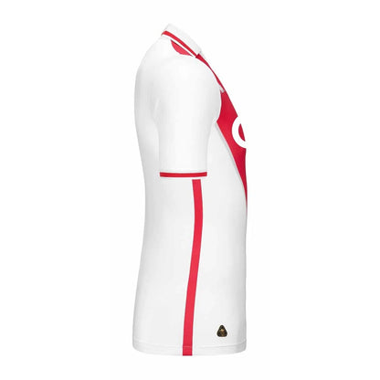 Camiseta AS Monaco 2024/25 local blanca con detalles rojos, vista lateral, Reino del Futbol
