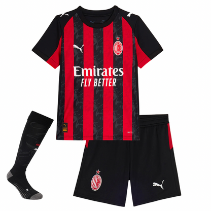 CAMISETA Y PANTALON CORTO PARA NIÑO AC MILAN HOME 25/26 - CON MEDIAS
