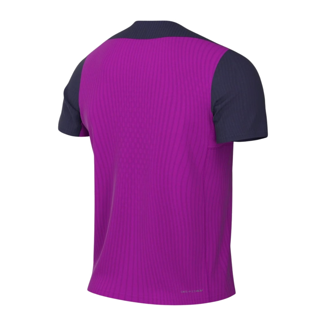 Camiseta de entrenamiento FC Barcelona morada y azul manga corta, vista trasera, Reino del Futbol