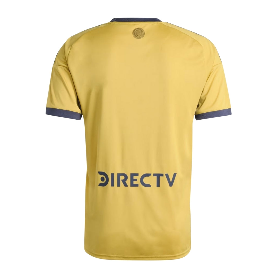 Camiseta Boca Juniors 2026 visitante amarilla con logo DIRECTV, manga corta, Reino del Futbol.
