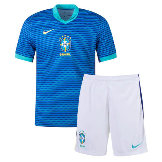 CAMISA E PANTALONES CORTOS PARA NIÑO BRASIL AWAY 24/25