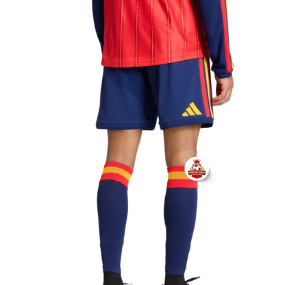 Uniforme futbol corto azul y camiseta roja con medias de España, Reino del Futbol