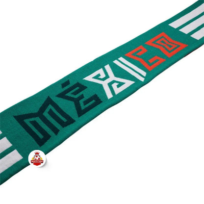 Bufanda verde México fútbol diseño tribal, producto de Reino del Futbol