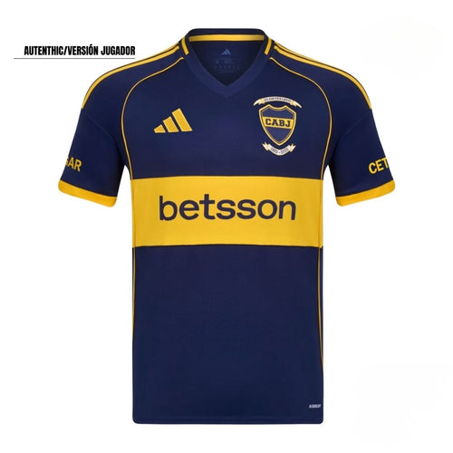 Camiseta de fútbol Boca Juniors azul y amarilla versión jugador, disponible en Reino del Futbol