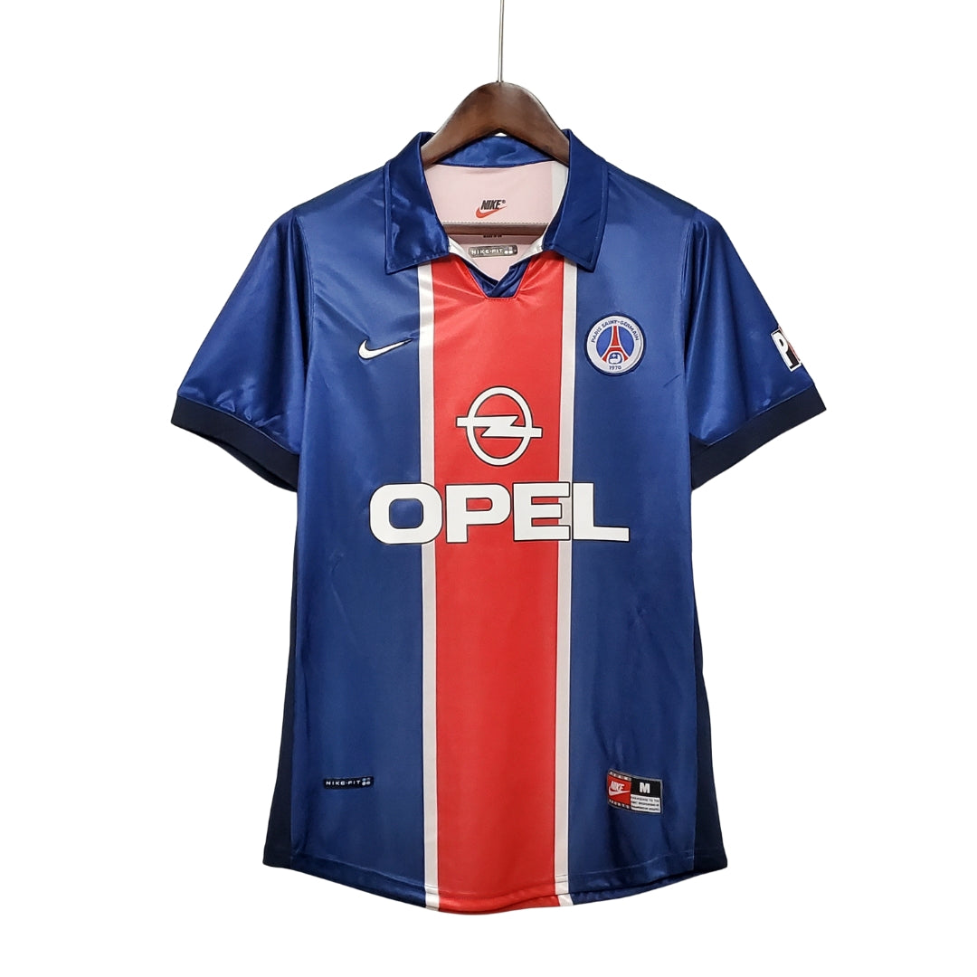 Camiseta PSG azul y roja vintage Nike, logo OPEL, exclusiva en Reino del Futbol