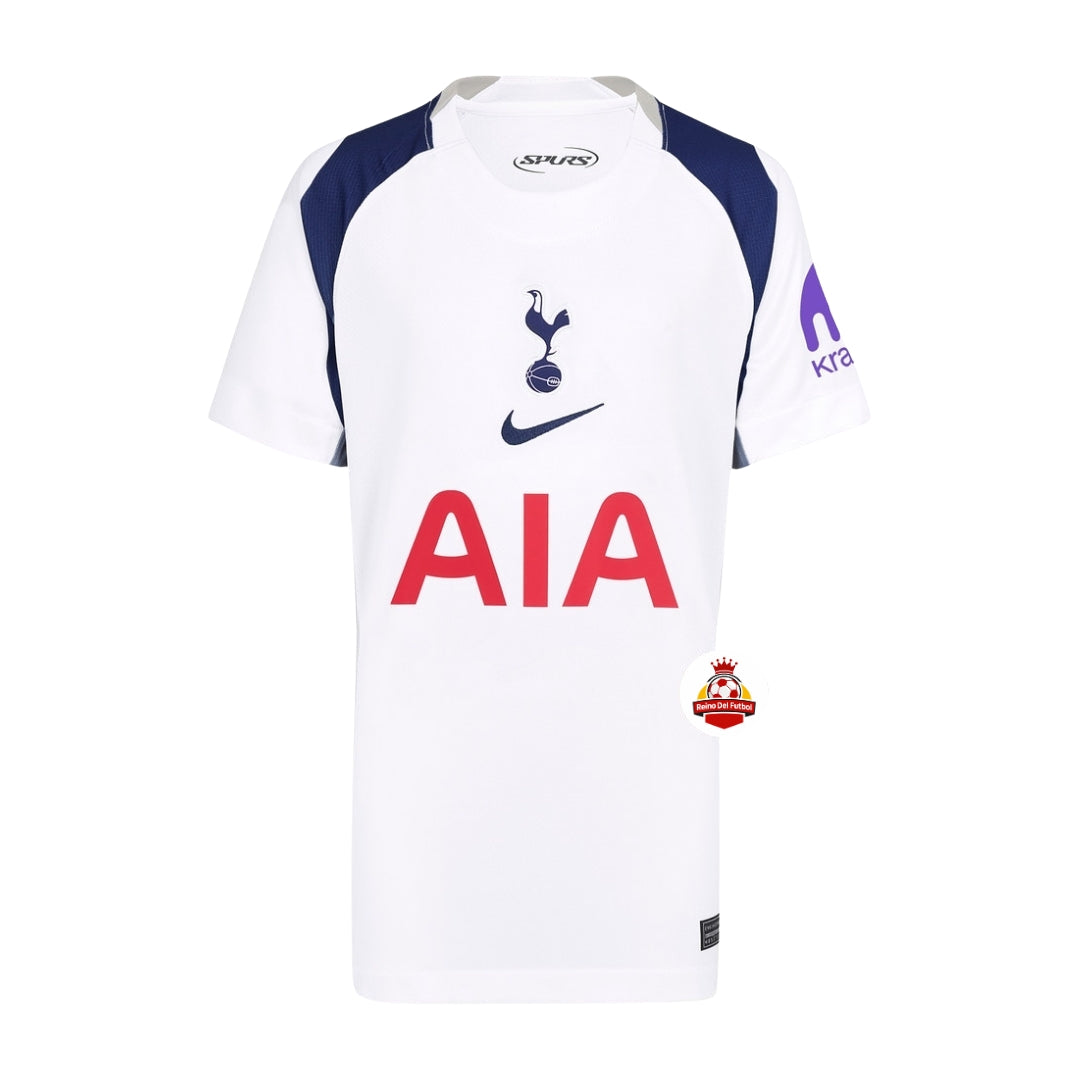 Camiseta de fútbol Tottenham blanca, logo Nike, patrocinador AIA, tienda Reino del Futbol