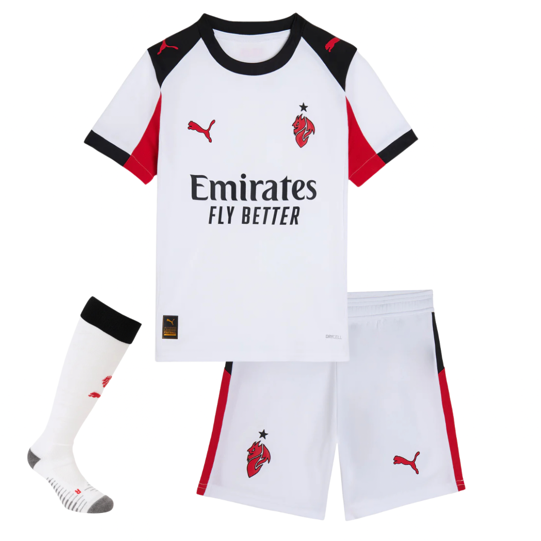 CAMISETA Y PANTALON CORTO PARA NIÑO AC MILAN AWAY 25/26 - CON MEDIAS