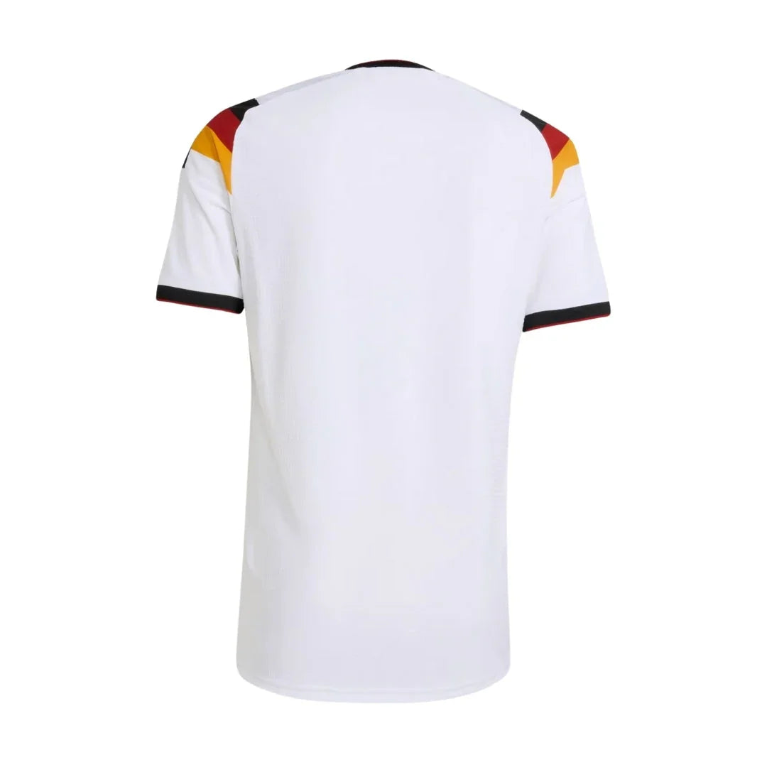 Camiseta Alemania local 2024, blanca con detalles negro, rojo y amarillo en mangas