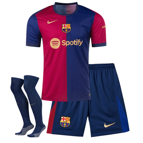 CAMISA E PANTALONES CORTOS PARA NIÑO FC BARCELONA HOME 24/25 - CON MEDIAS
