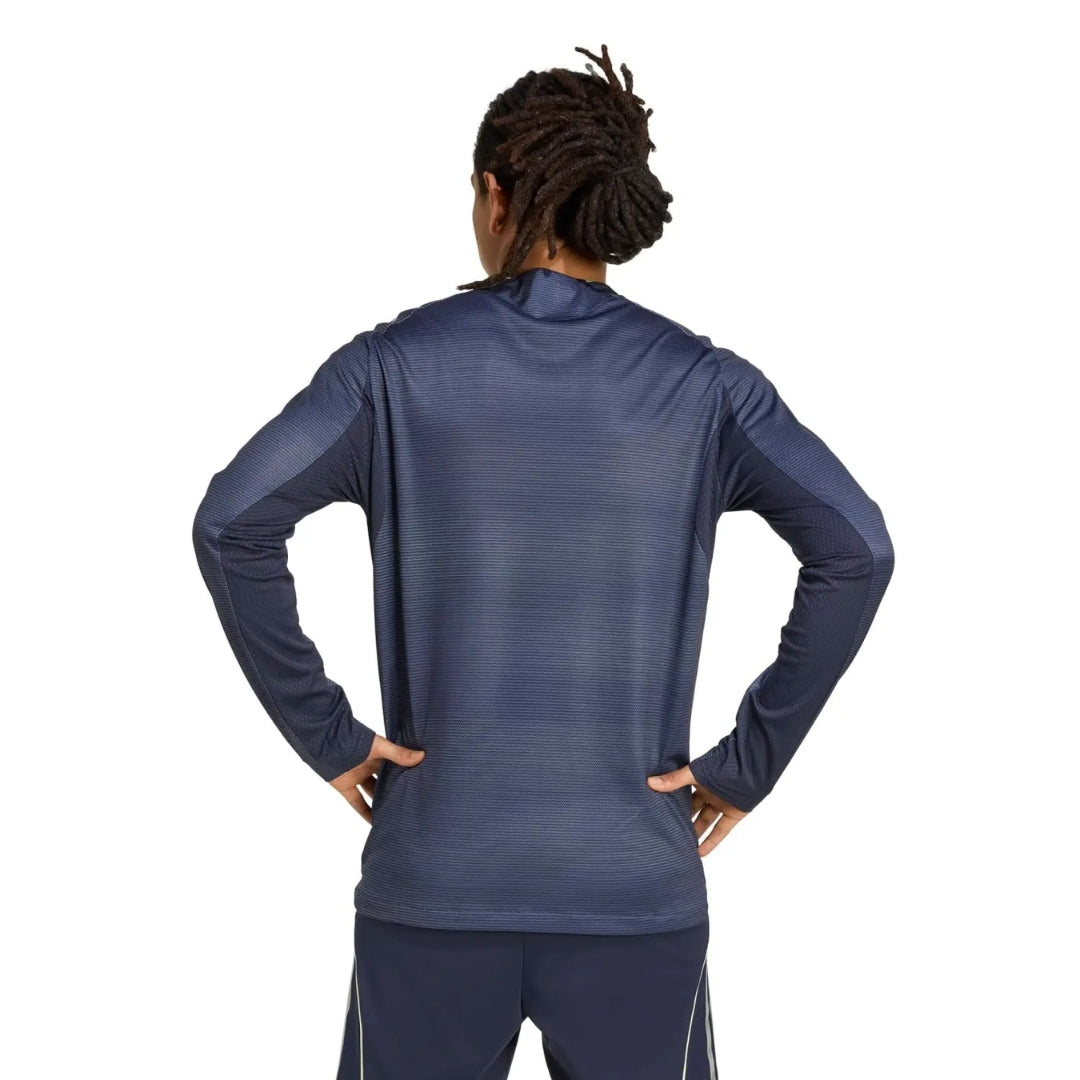 Vista trasera camiseta Real Madrid 2025 2026 manga larga azul marino, Reino del Futbol