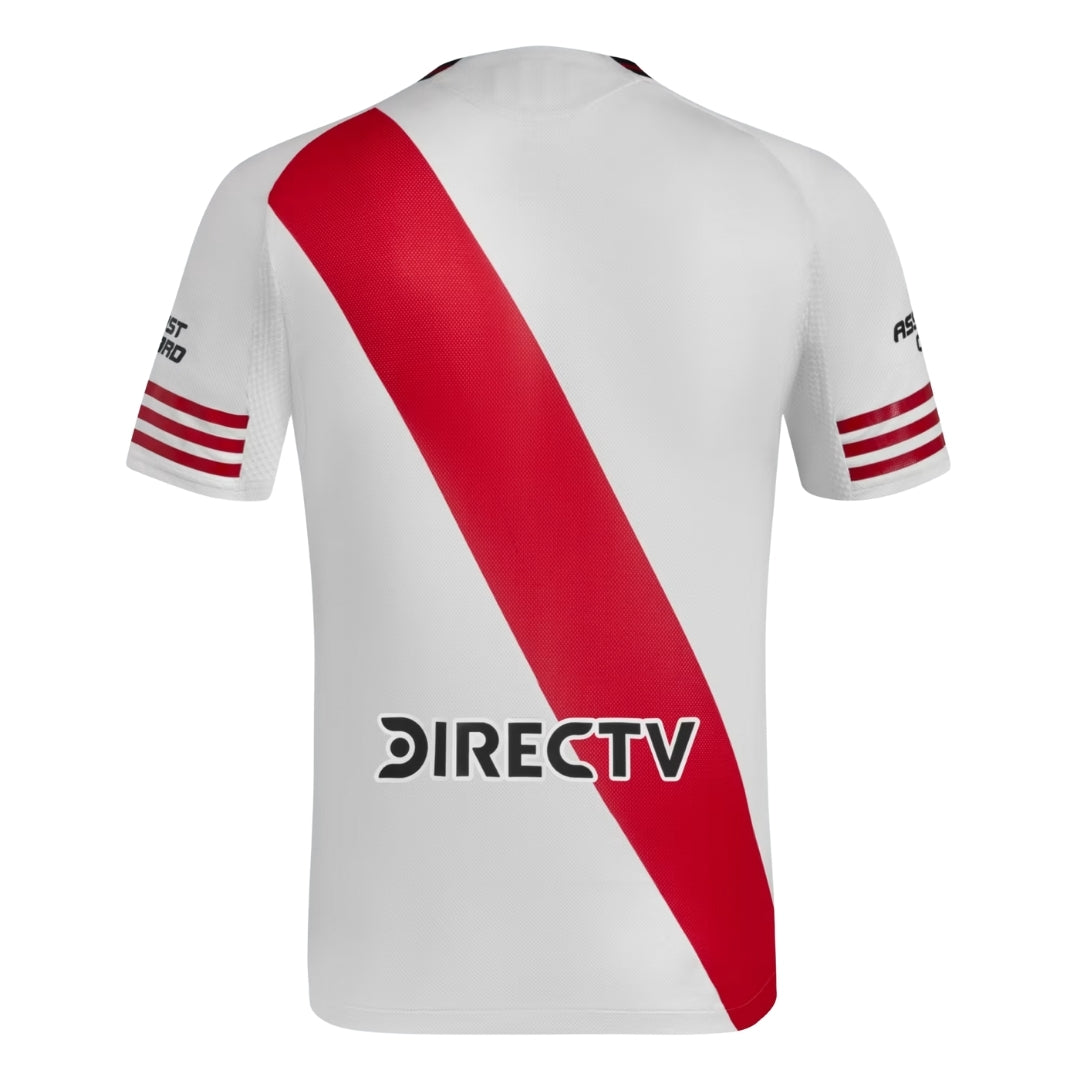 Camiseta fútbol River Plate 2026 local, blanca con banda roja, patrocinador DIRECTV, Reino del Futbol