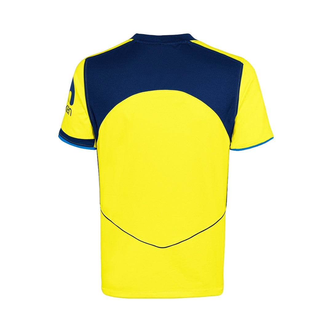 Camiseta de fútbol Tottenham 2025-26 tercera equipación color amarillo y azul, vista trasera