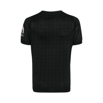 Camiseta negra de fútbol estilo Tottenham, vista trasera, cuadriculada, Reino del Futbol