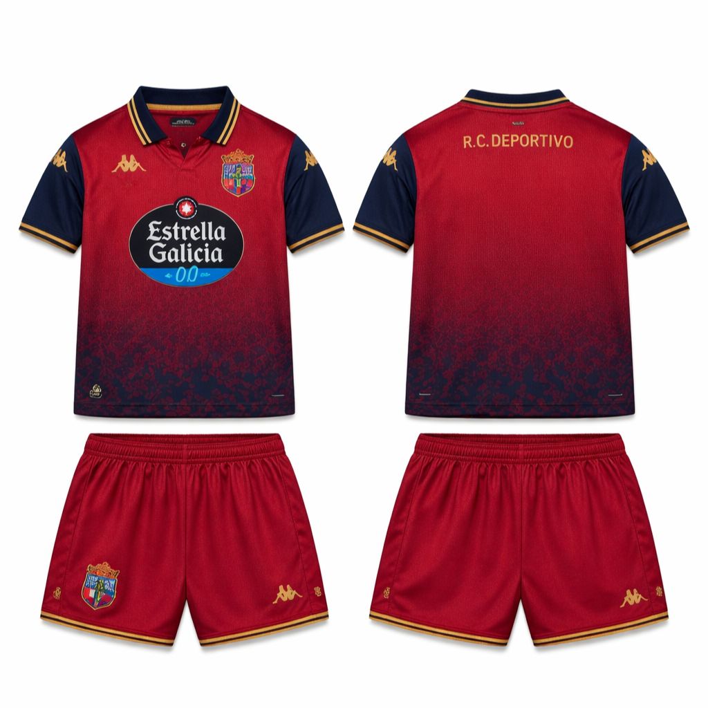 CAMISETAS Y PANTALONES CORTOS NIÑOS RC DEPORTIVO LA CORUÑA AWAY 25/26