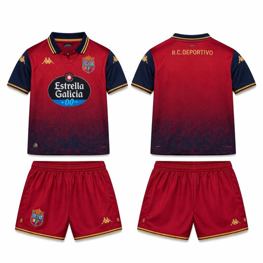 CAMISETAS Y PANTALONES CORTOS NIÑOS RC DEPORTIVO LA CORUÑA AWAY 25/26