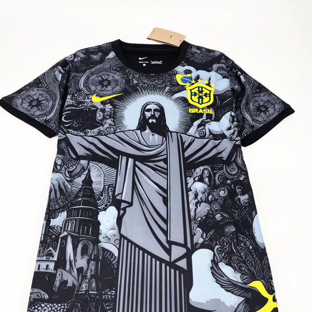 CAMISETA EDICIÓN ESPECIAL BRASIL CRISTO REDENTOR HOMBRE - NEGRA