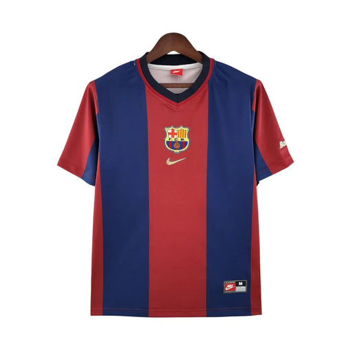 CAMISETA RETRO BARCELONA LOCAL 98/99 AFICIONADOS – AZUL Y GRANA
