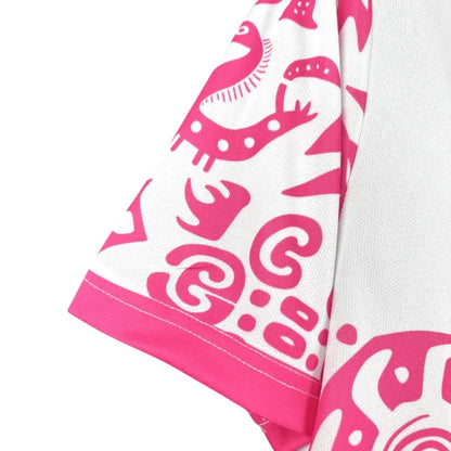 CAMISETA MÉXICO CIVILIZACIÓN 2025 MASCULINA BLANCA Y ROSA