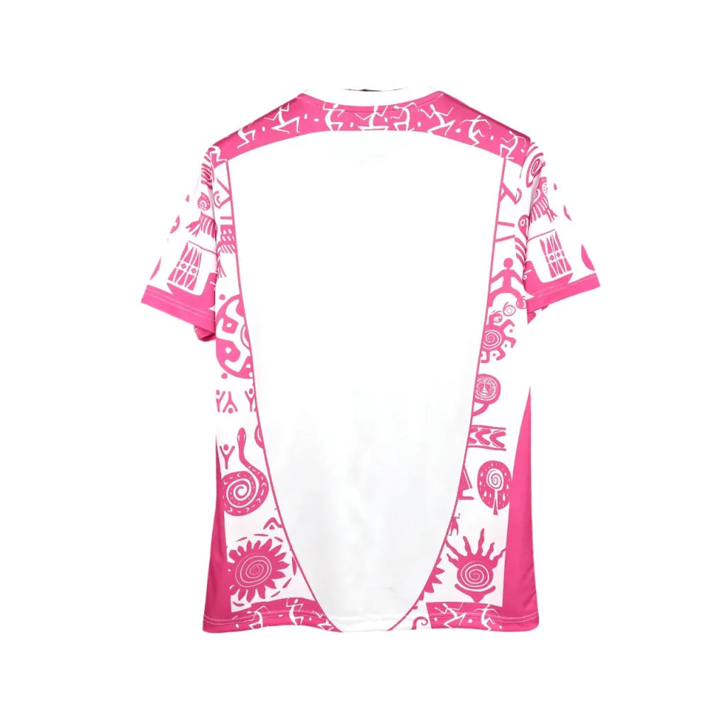 CAMISETA MÉXICO CIVILIZACIÓN 2025 MASCULINA BLANCA Y ROSA