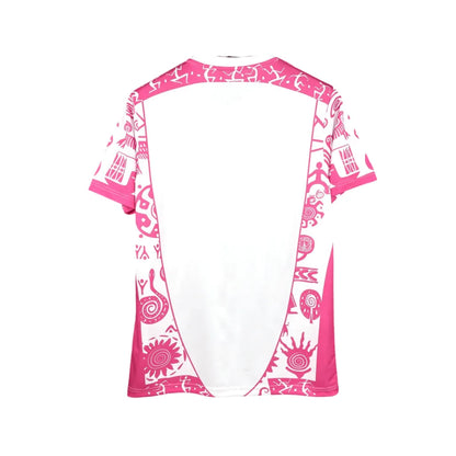 CAMISETA MÉXICO CIVILIZACIÓN 2025 MASCULINA BLANCA Y ROSA