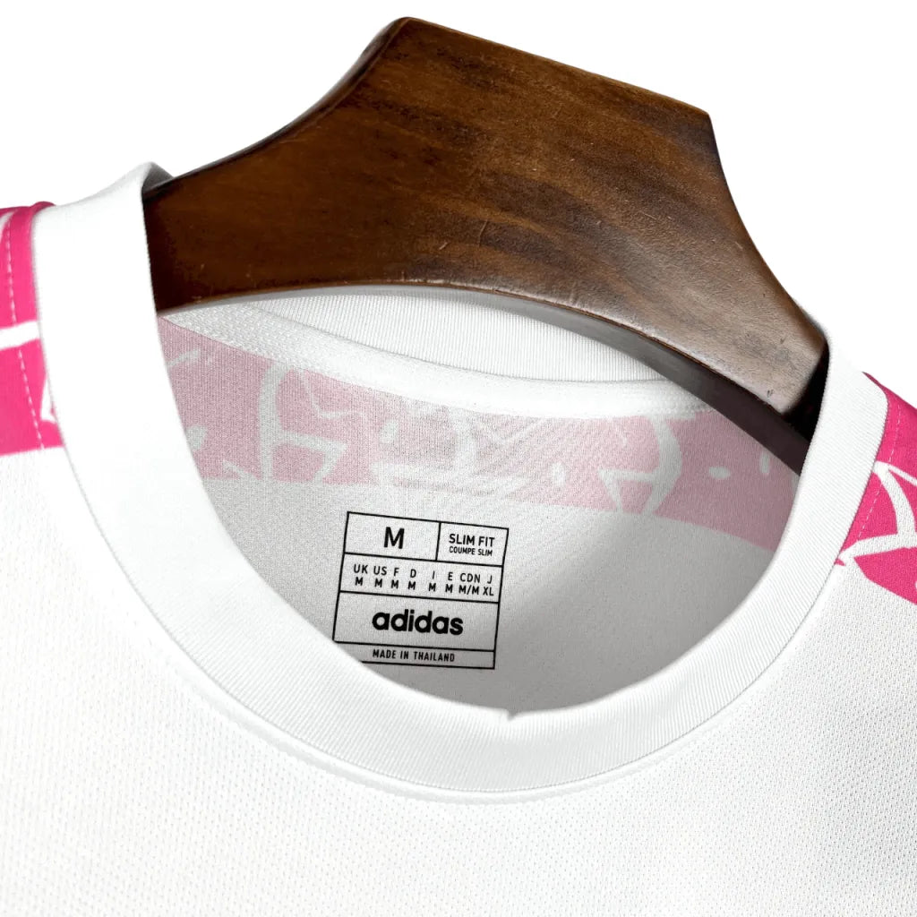 CAMISETA MÉXICO CIVILIZACIÓN 2025 MASCULINA BLANCA Y ROSA
