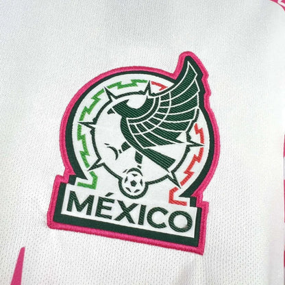 CAMISETA MÉXICO CIVILIZACIÓN 2025 MASCULINA BLANCA Y ROSA