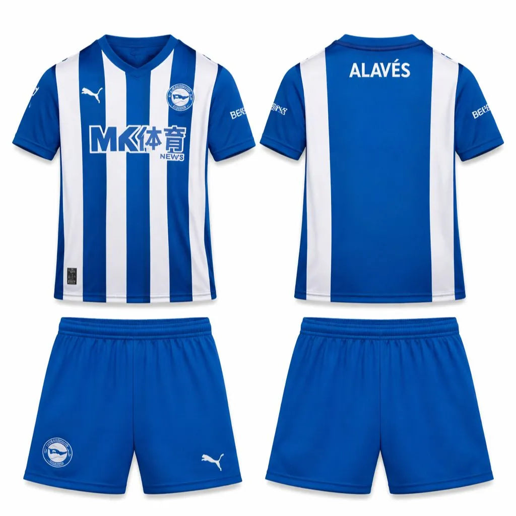 CAMISETAS Y PANTALONES CORTOS NIÑOS DEPORTIVO ALAVÉS HOME 25/26