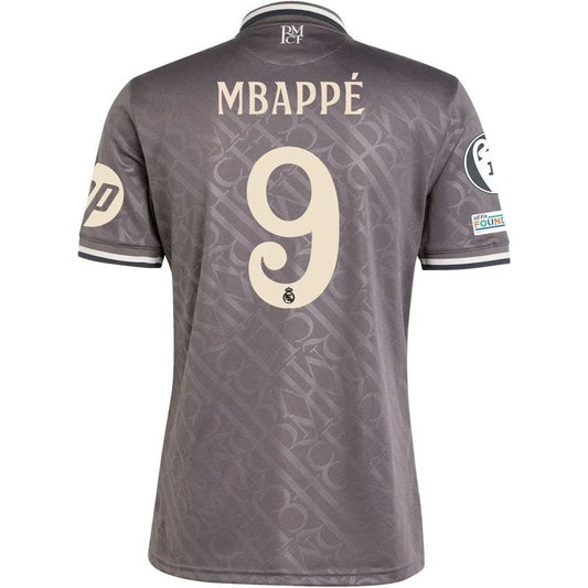 Camiseta Real Madrid tercera equipación 24/25 fan, gris, dorsal Mbappé 9, tienda Reino del Fútbol