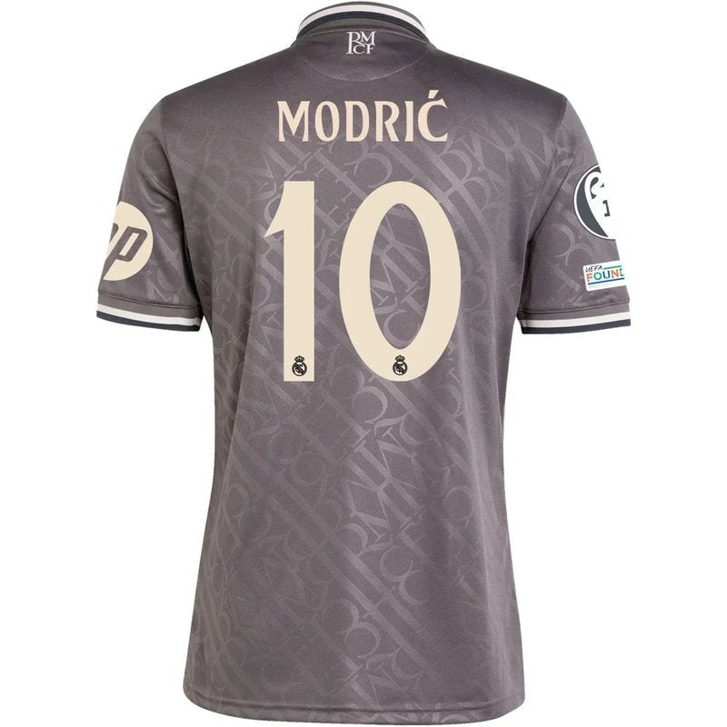 Camiseta Real Madrid tercera equipación 2024-25, gris, dorsal Modric 10, edición fan