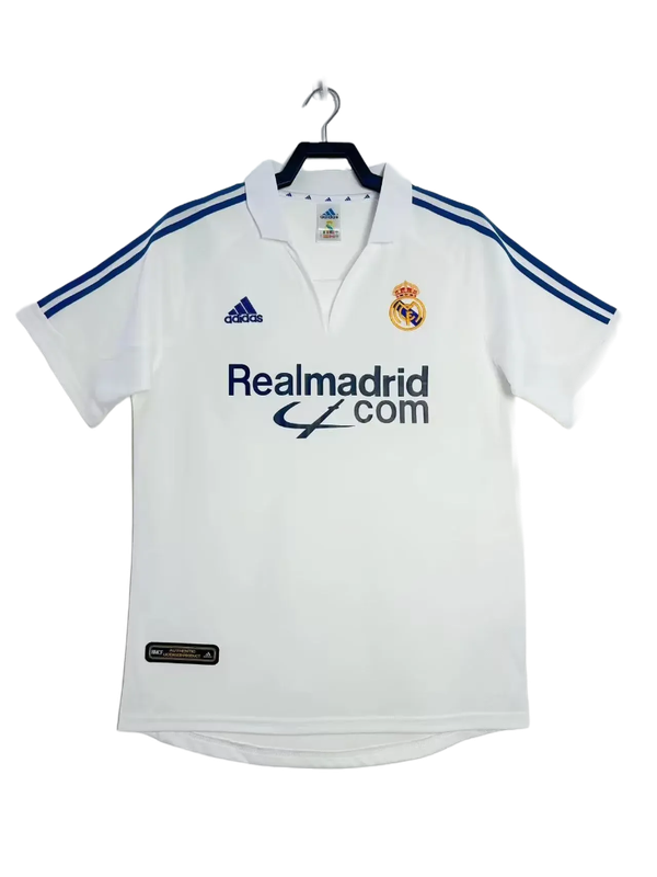 Camiseta Real Madrid local 2001-02 retro, blanca, escudo y logo Adidas, exclusiva Reino del Futbol
