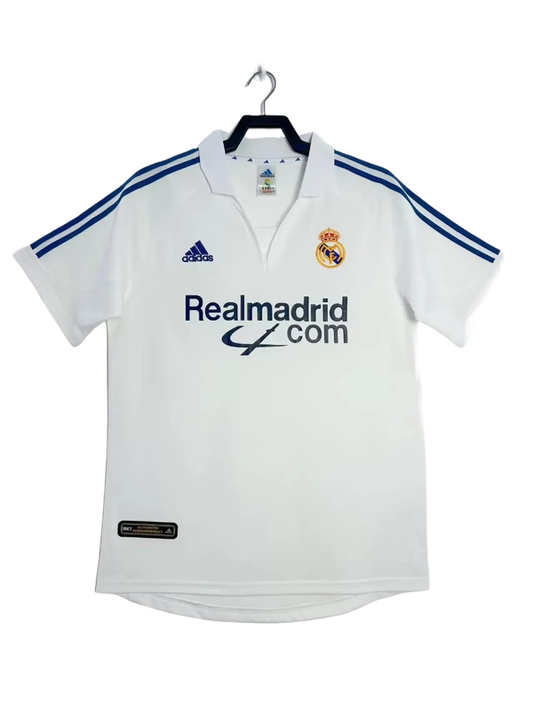 Camiseta Real Madrid local 2001-02 retro, blanca, escudo y logo Adidas, exclusiva Reino del Futbol