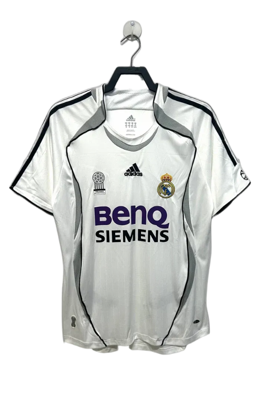 Camiseta Real Madrid 2006-07 blanca retro original con logo BenQ Siemens, edición exclusiva