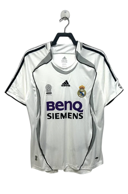 Camiseta Real Madrid 2006-07 blanca retro original con logo BenQ Siemens, edición exclusiva