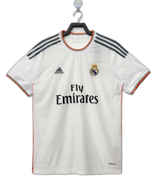 Camiseta Real Madrid 2013-14 retro blanca con logo Adidas y Fly Emirates, venta online Reino del Futbol