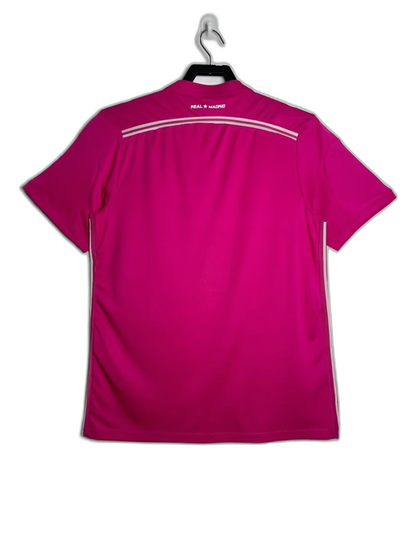 Camiseta retro Real Madrid 2014-2015 segunda equipación rosa, vista trasera, Reino del Futbol