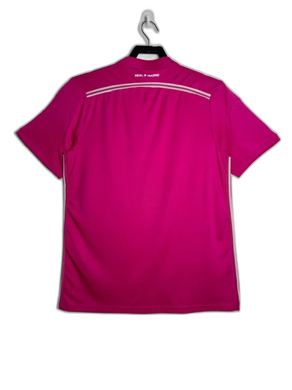 Camiseta retro Real Madrid 2014-2015 segunda equipación rosa, vista trasera, Reino del Futbol