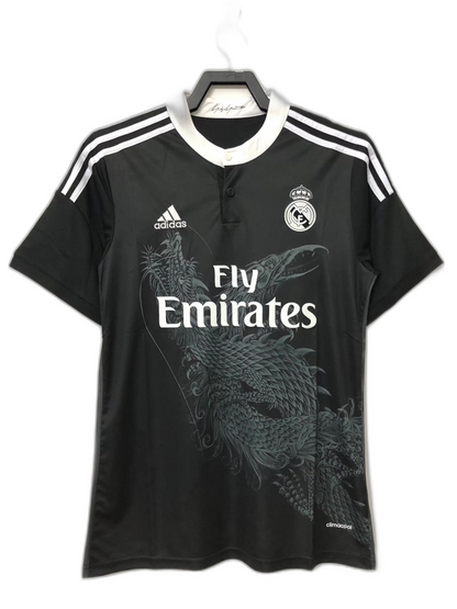 Camiseta Real Madrid negra 2014-2015 tercera equipación con dragón en el pecho, venta en Reino del Futbol